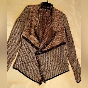 White House Black Market, Gently used Sweater Jacket, Size M, multicolor tweed